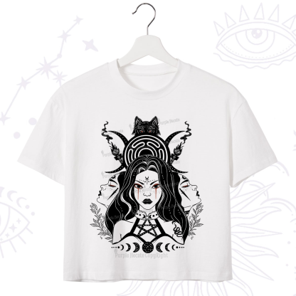 Purplehecate The Triple Moon Goddess Hecate Crop T-Shirt