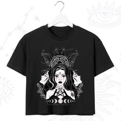 Purplehecate The Triple Moon Goddess Hecate Crop T-Shirt
