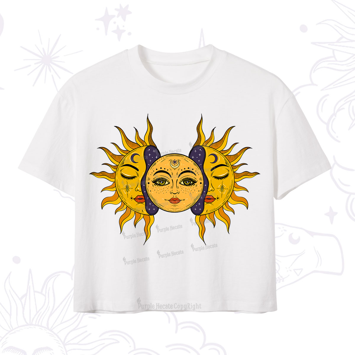 Purplehecate Celestial Twin Suns Crop T-Shirt