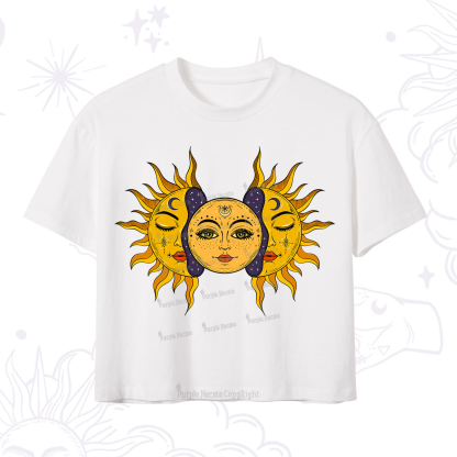 Purplehecate Celestial Twin Suns Crop T-Shirt