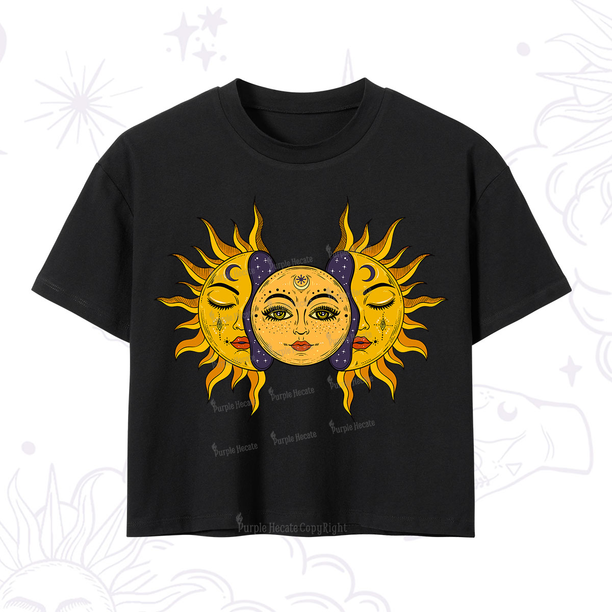 Purplehecate Celestial Twin Suns Crop T-Shirt