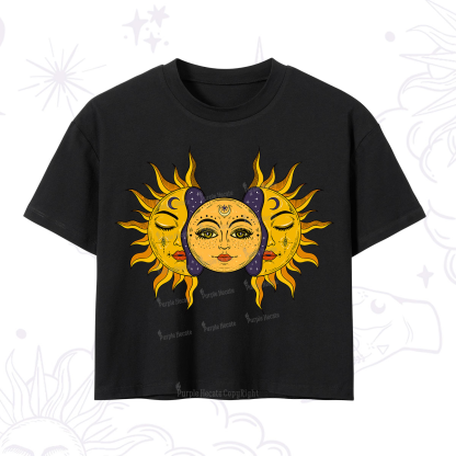 Purplehecate Celestial Twin Suns Crop T-Shirt