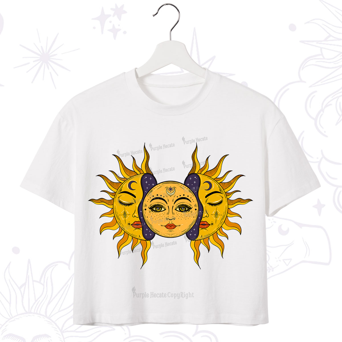 Purplehecate Celestial Twin Suns Crop T-Shirt