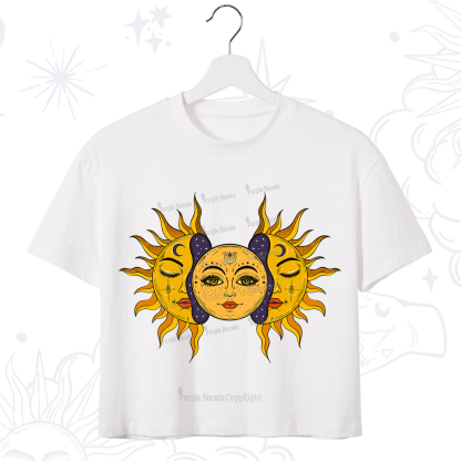 Purplehecate Celestial Twin Suns Crop T-Shirt