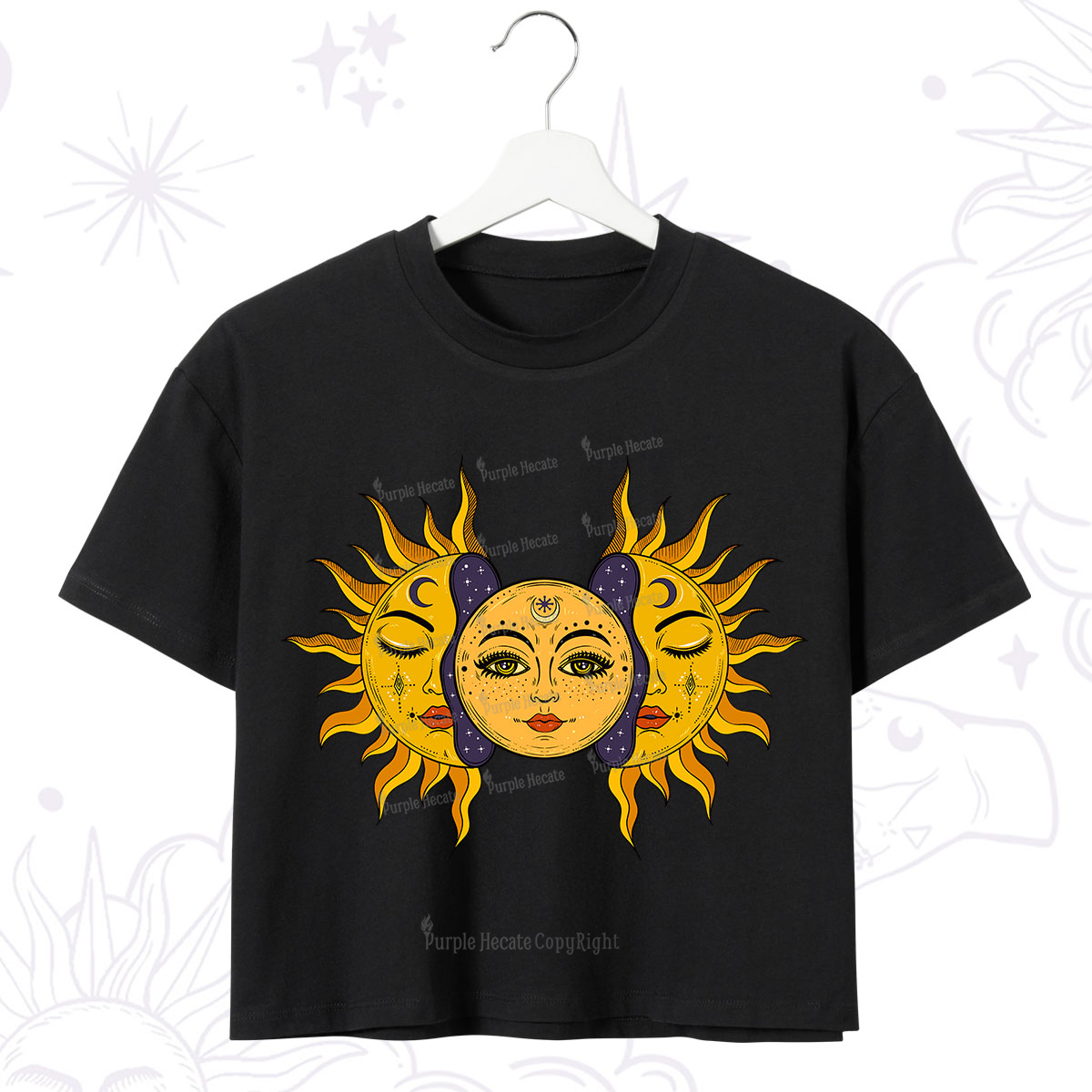 Purplehecate Celestial Twin Suns Crop T-Shirt