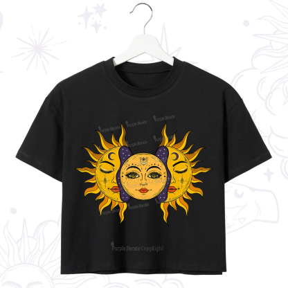 Purplehecate Celestial Twin Suns Crop T-Shirt