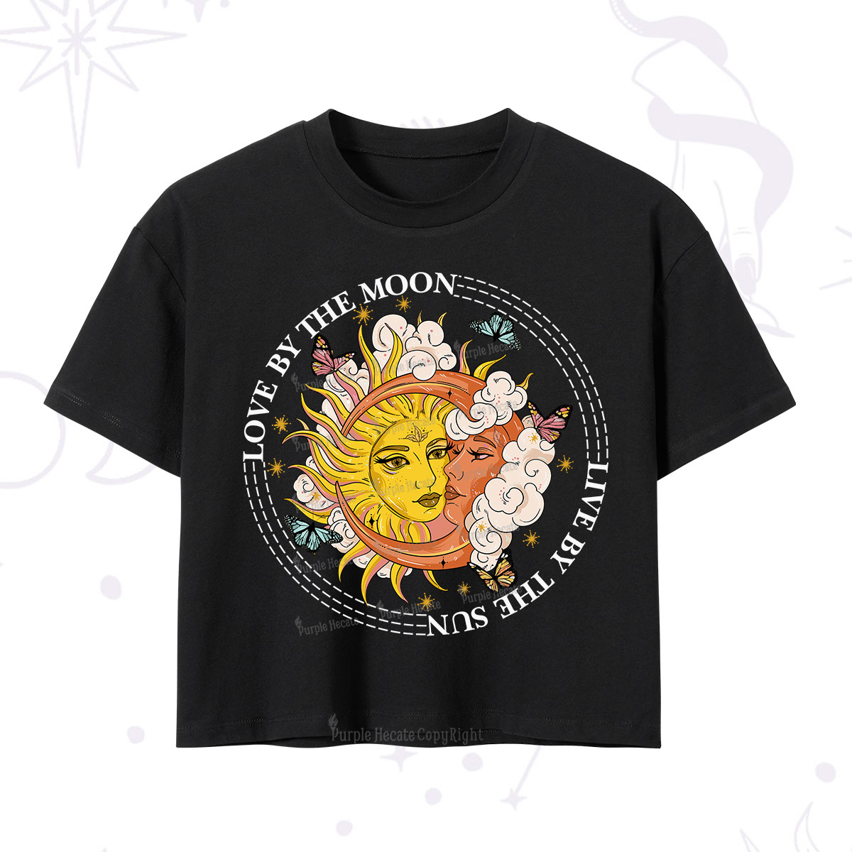 Purplehecate Live By The Sun Love By The Moon Crop T-Shirt