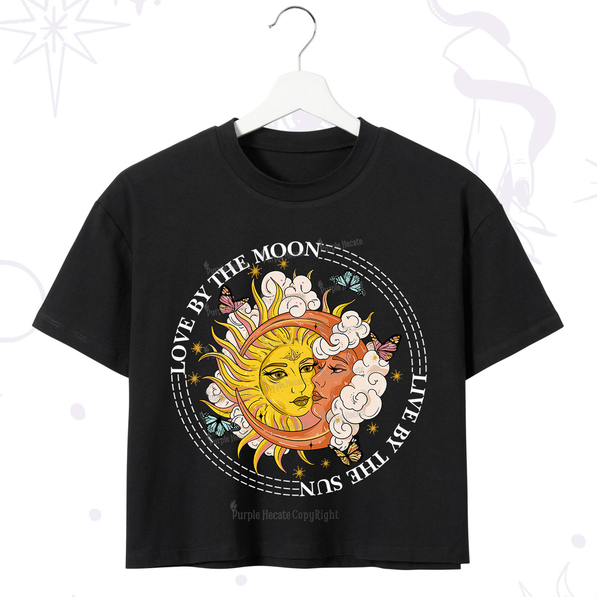 Purplehecate Live By The Sun Love By The Moon Crop T-Shirt