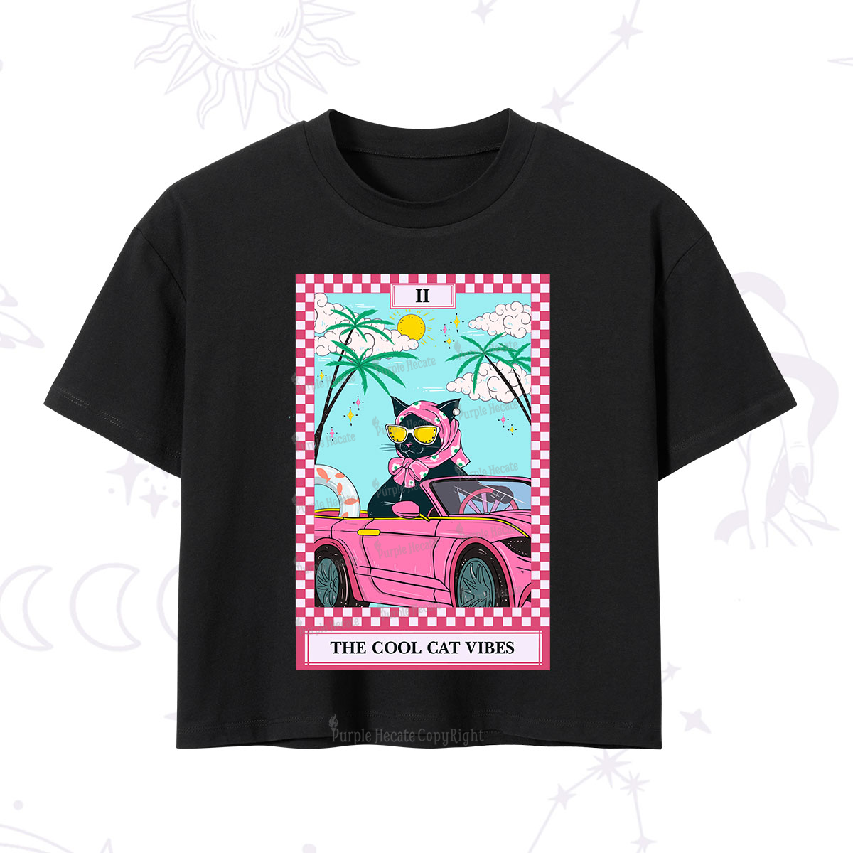 Purplehecate The Cool Cat Vibes Tarot Crop T-Shirt
