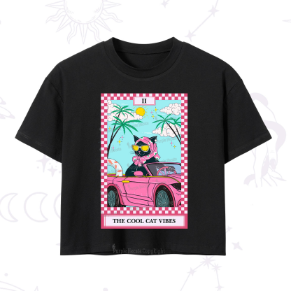 Purplehecate The Cool Cat Vibes Tarot Crop T-Shirt