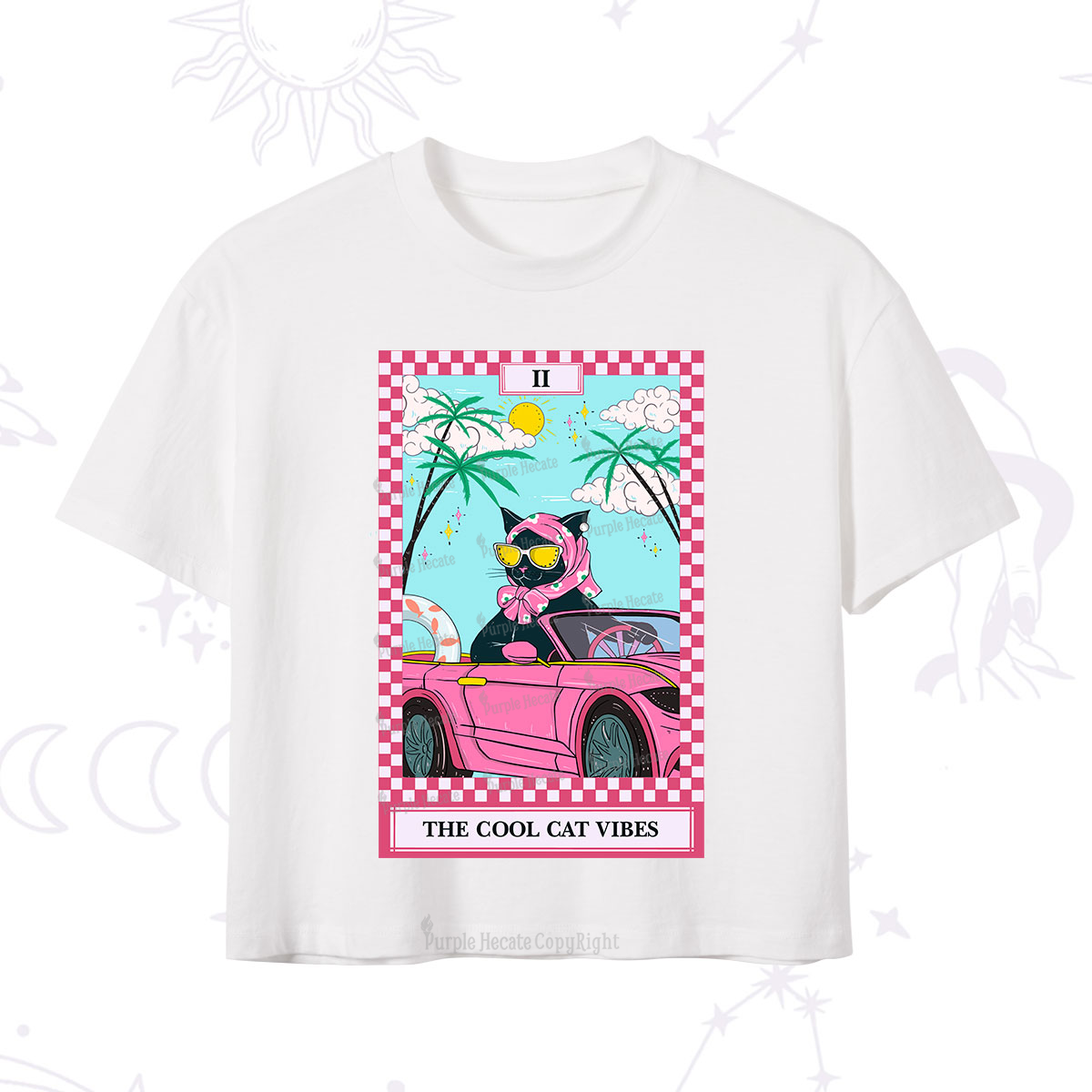 Purplehecate The Cool Cat Vibes Tarot Crop T-Shirt