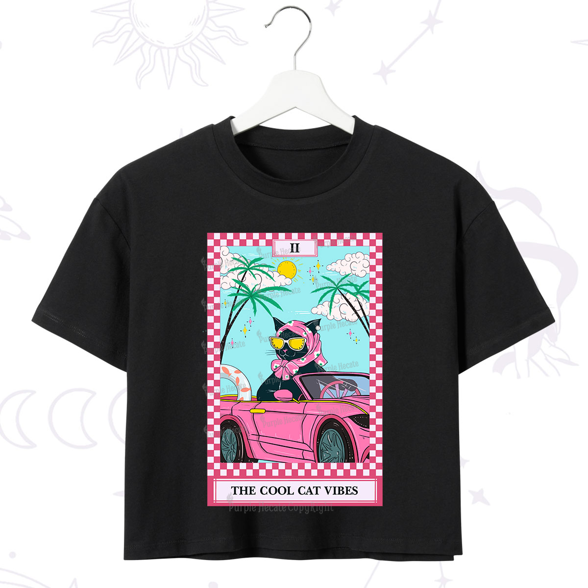 Purplehecate The Cool Cat Vibes Tarot Crop T-Shirt