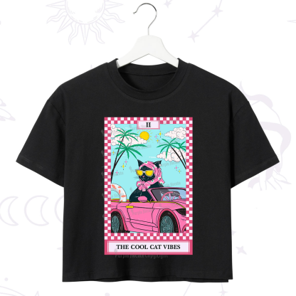 Purplehecate The Cool Cat Vibes Tarot Crop T-Shirt