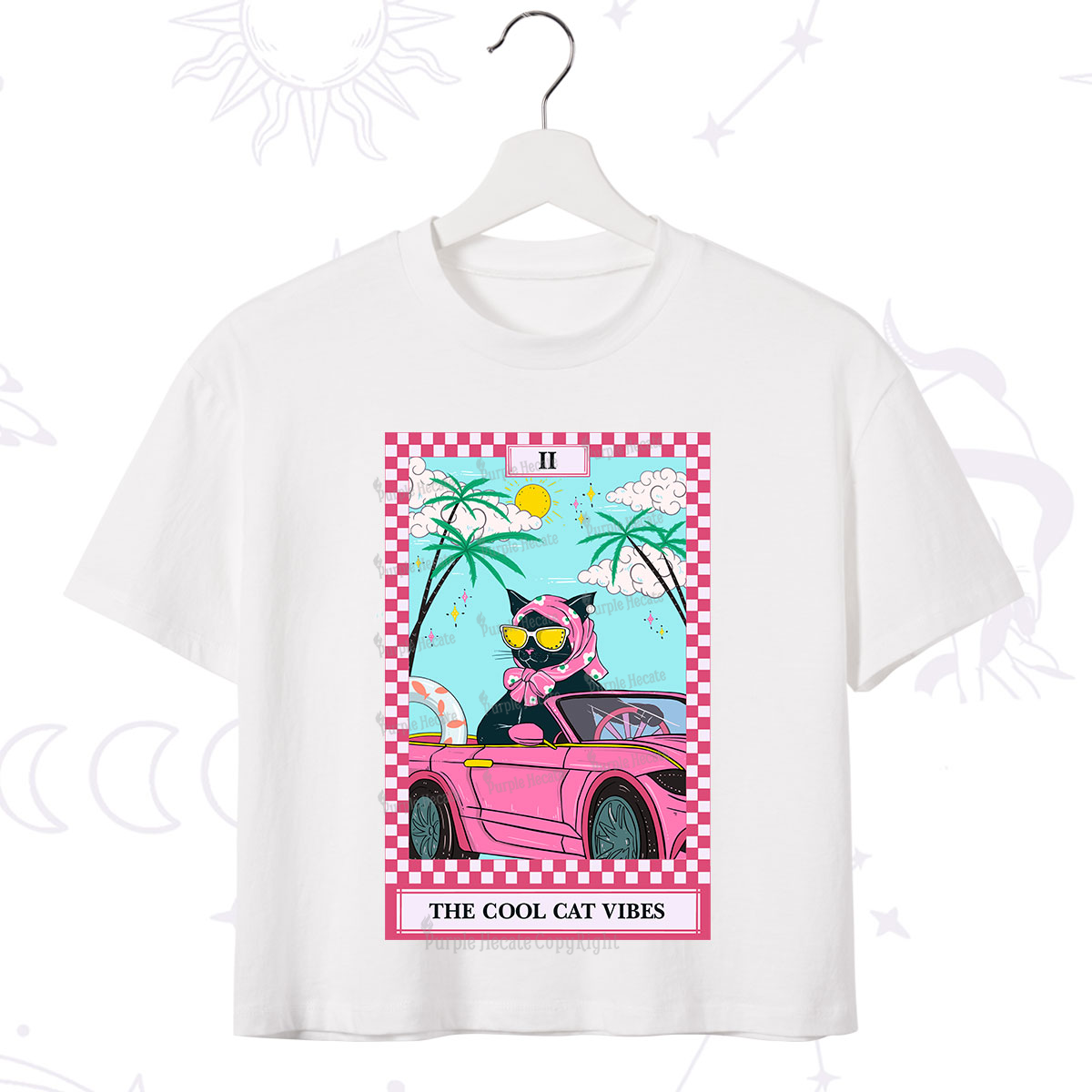 Purplehecate The Cool Cat Vibes Tarot Crop T-Shirt