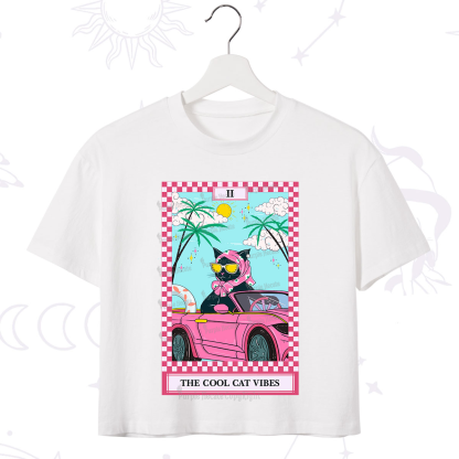 Purplehecate The Cool Cat Vibes Tarot Crop T-Shirt