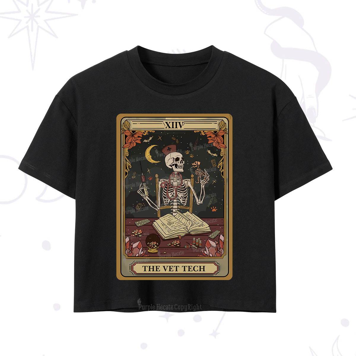 Purplehecate The Vet Tech Skeleton Tarot Crop T-Shirt