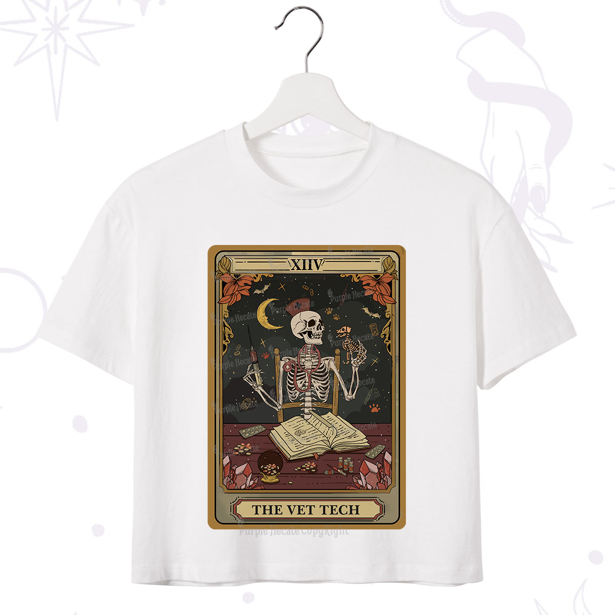 Purplehecate The Vet Tech Skeleton Tarot Crop T-Shirt