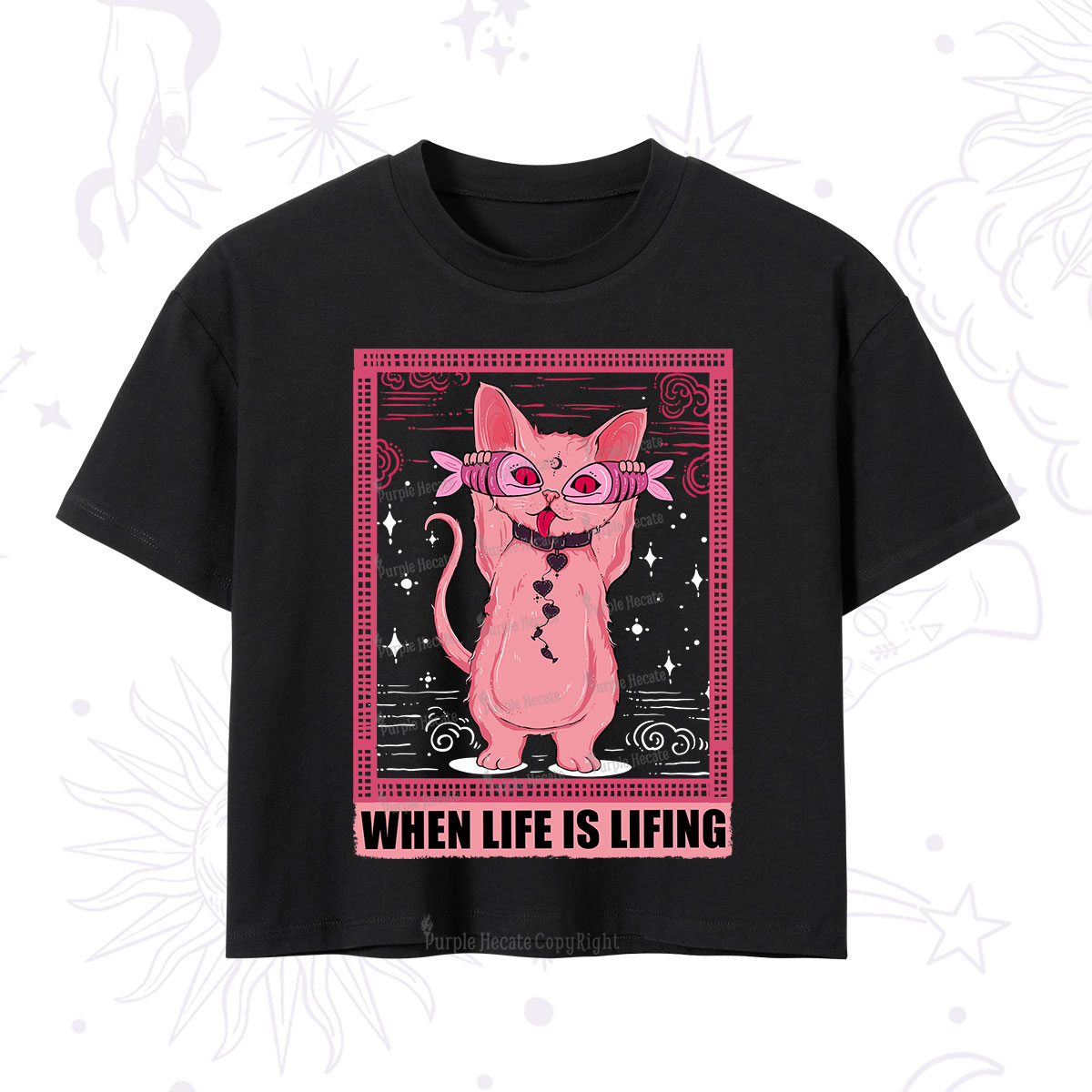 Purplehecate When Life Is Lifting Crop T-Shirt