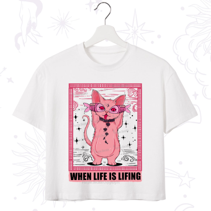 Purplehecate When Life Is Lifting Crop T-Shirt