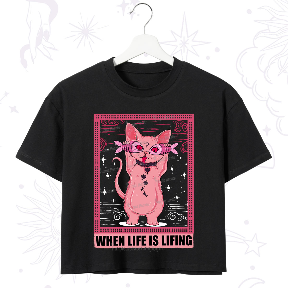 Purplehecate When Life Is Lifting Crop T-Shirt