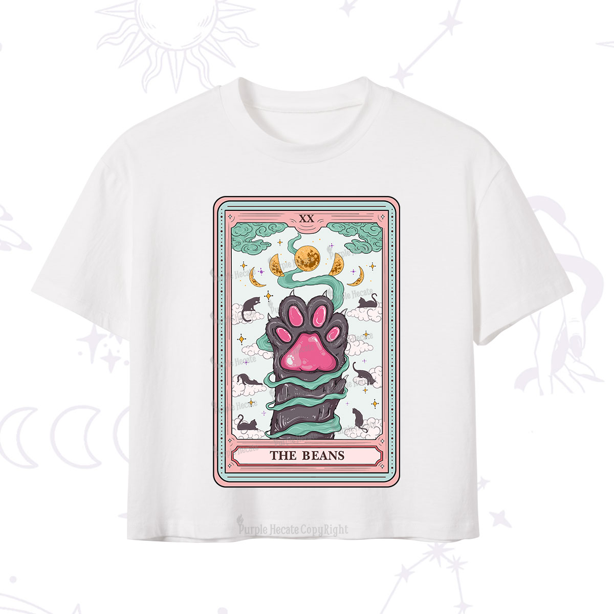 Purplehecate The Beans Cat Tarot Crop T-Shirt