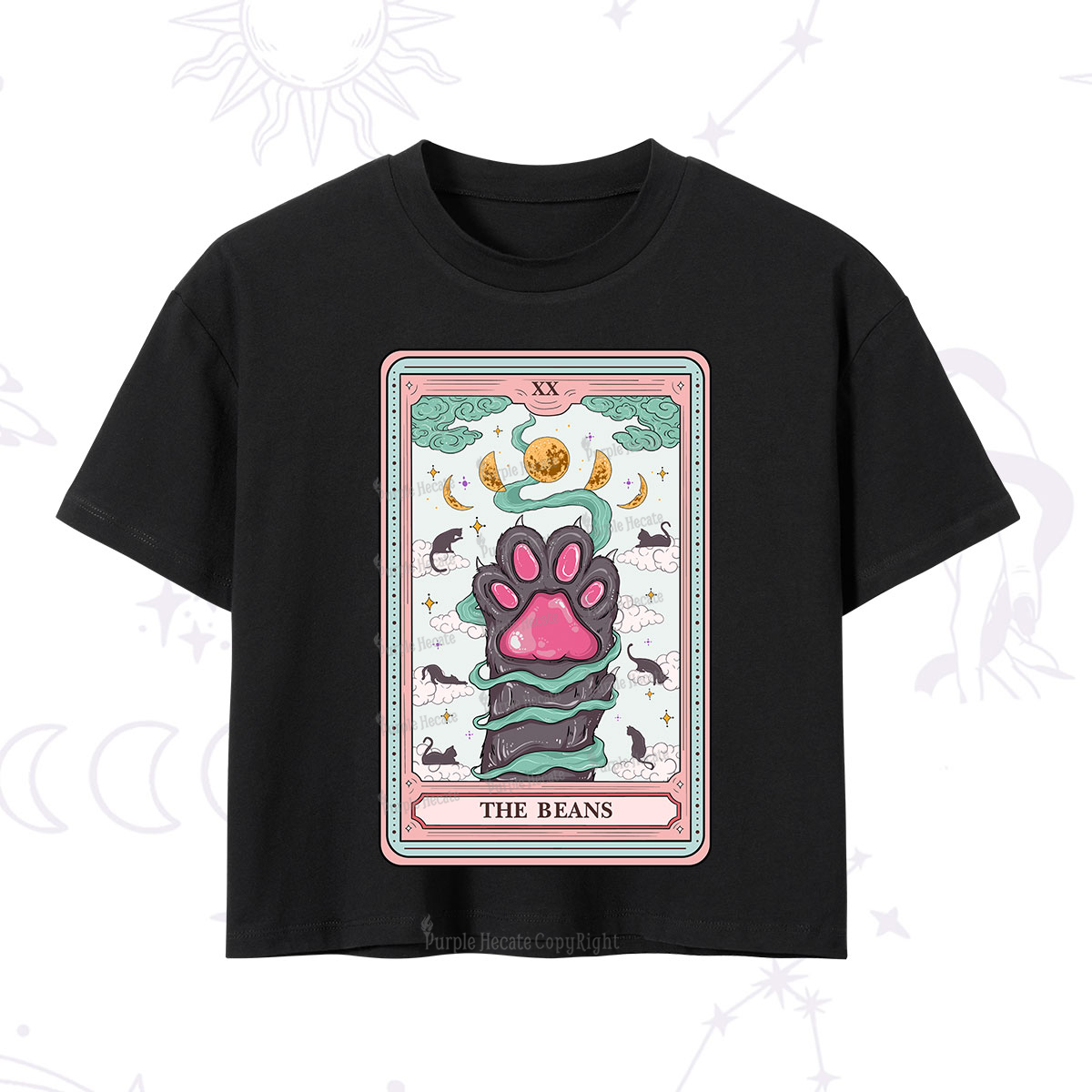 Purplehecate The Beans Cat Tarot Crop T-Shirt