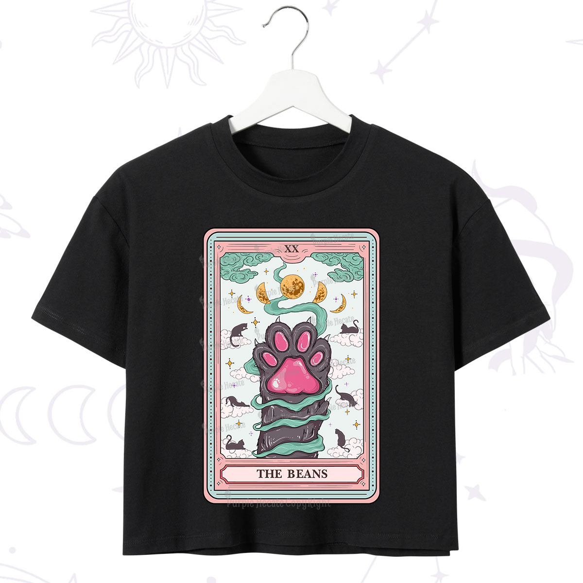 Purplehecate The Beans Cat Tarot Crop T-Shirt