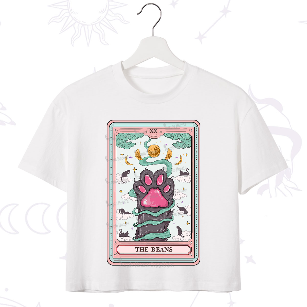 Purplehecate The Beans Cat Tarot Crop T-Shirt