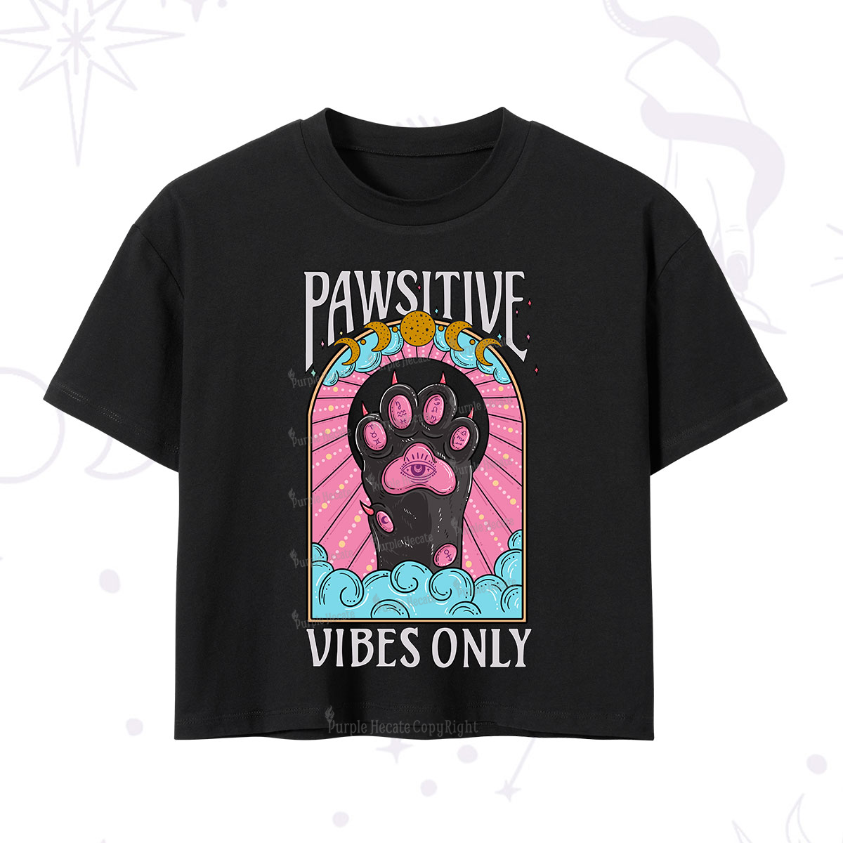 Purplehecate Pawsitive Vibes Only Crop T-Shirt