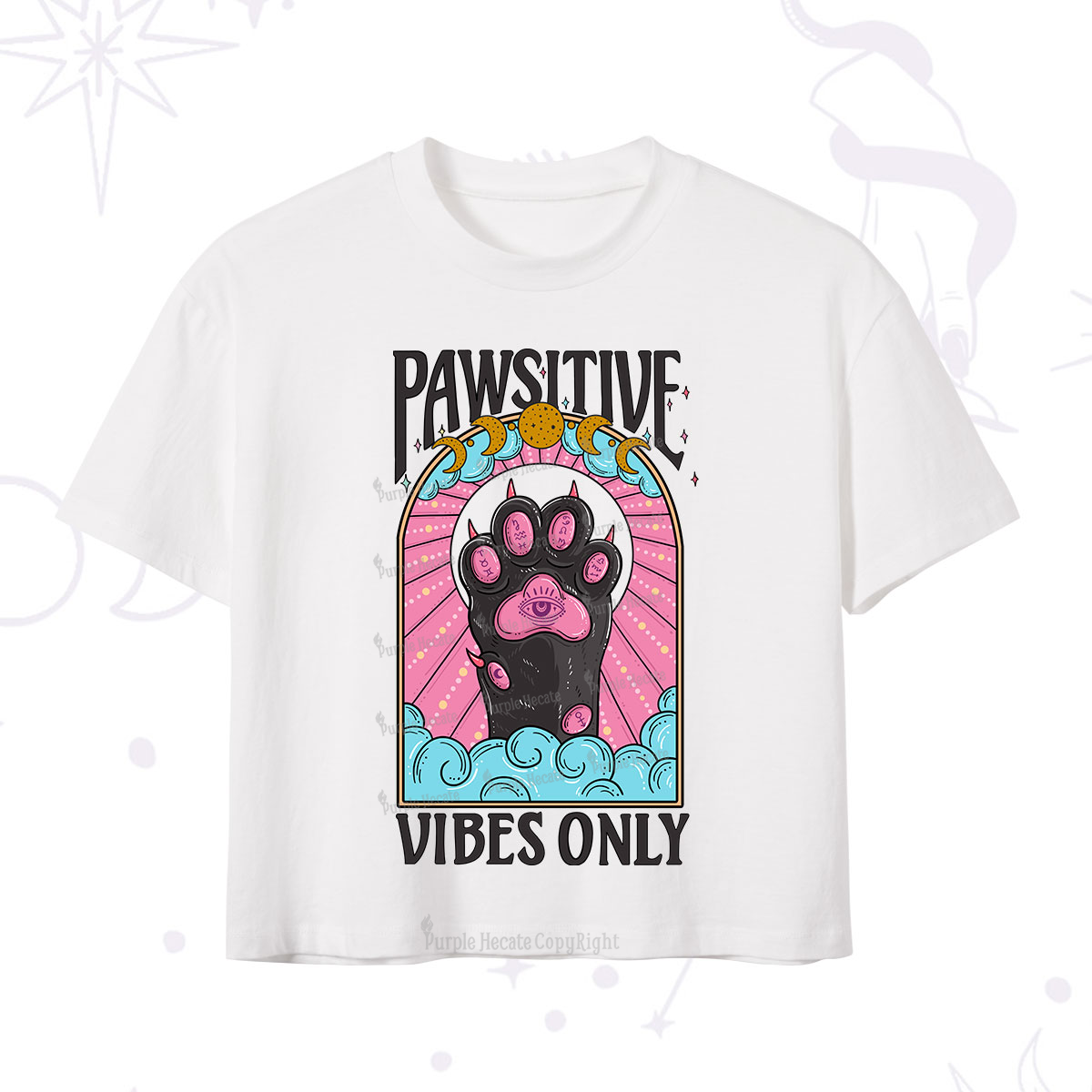 Purplehecate Pawsitive Vibes Only Crop T-Shirt
