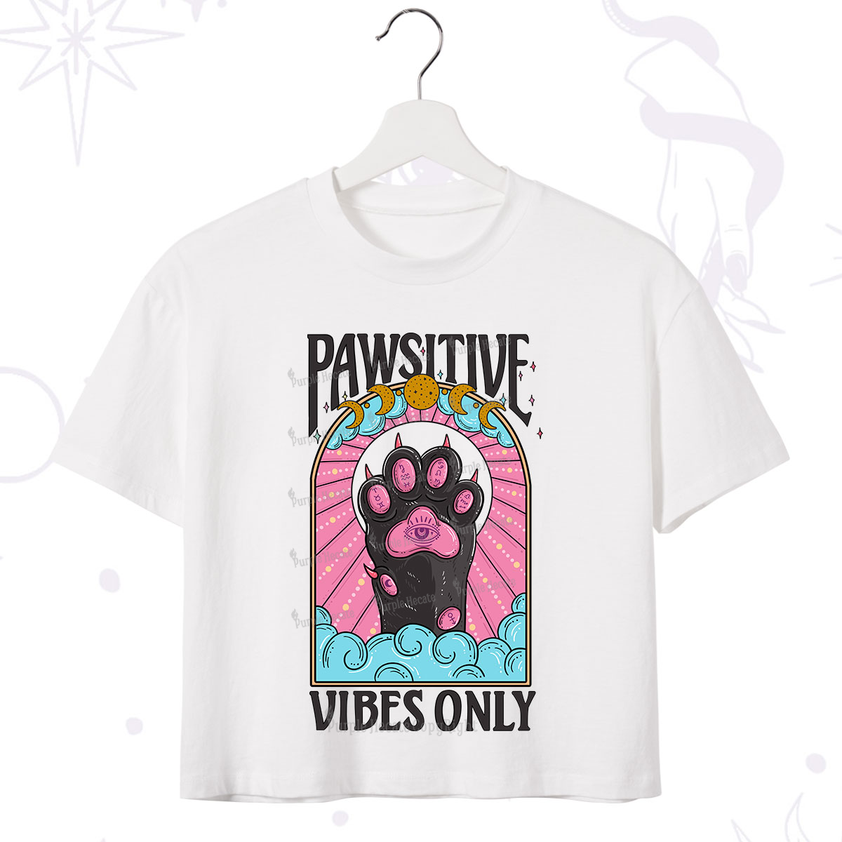Purplehecate Pawsitive Vibes Only Crop T-Shirt