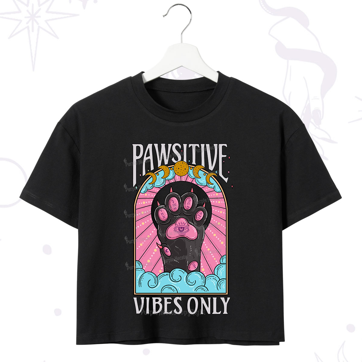 Purplehecate Pawsitive Vibes Only Crop T-Shirt