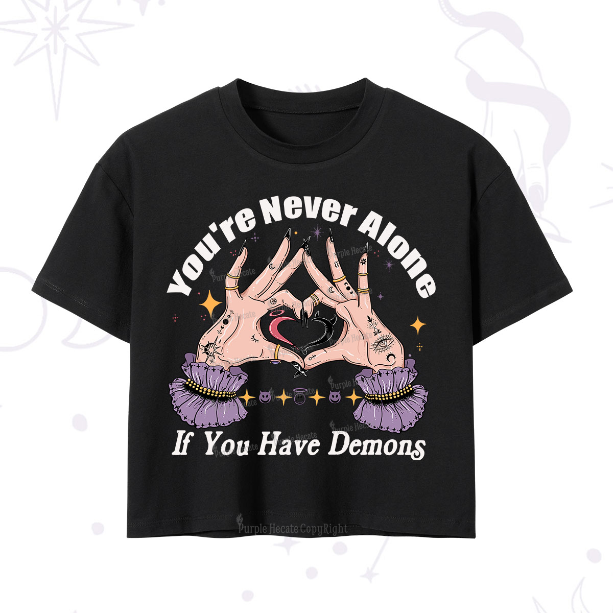 Purplehecate You're Never Alone If You Have Demons Crop T-Shirt