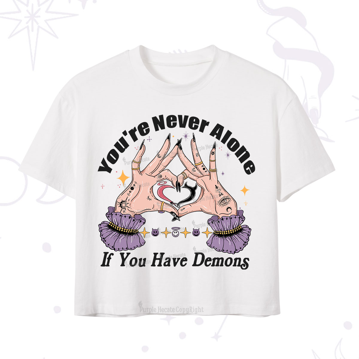 Purplehecate You're Never Alone If You Have Demons Crop T-Shirt