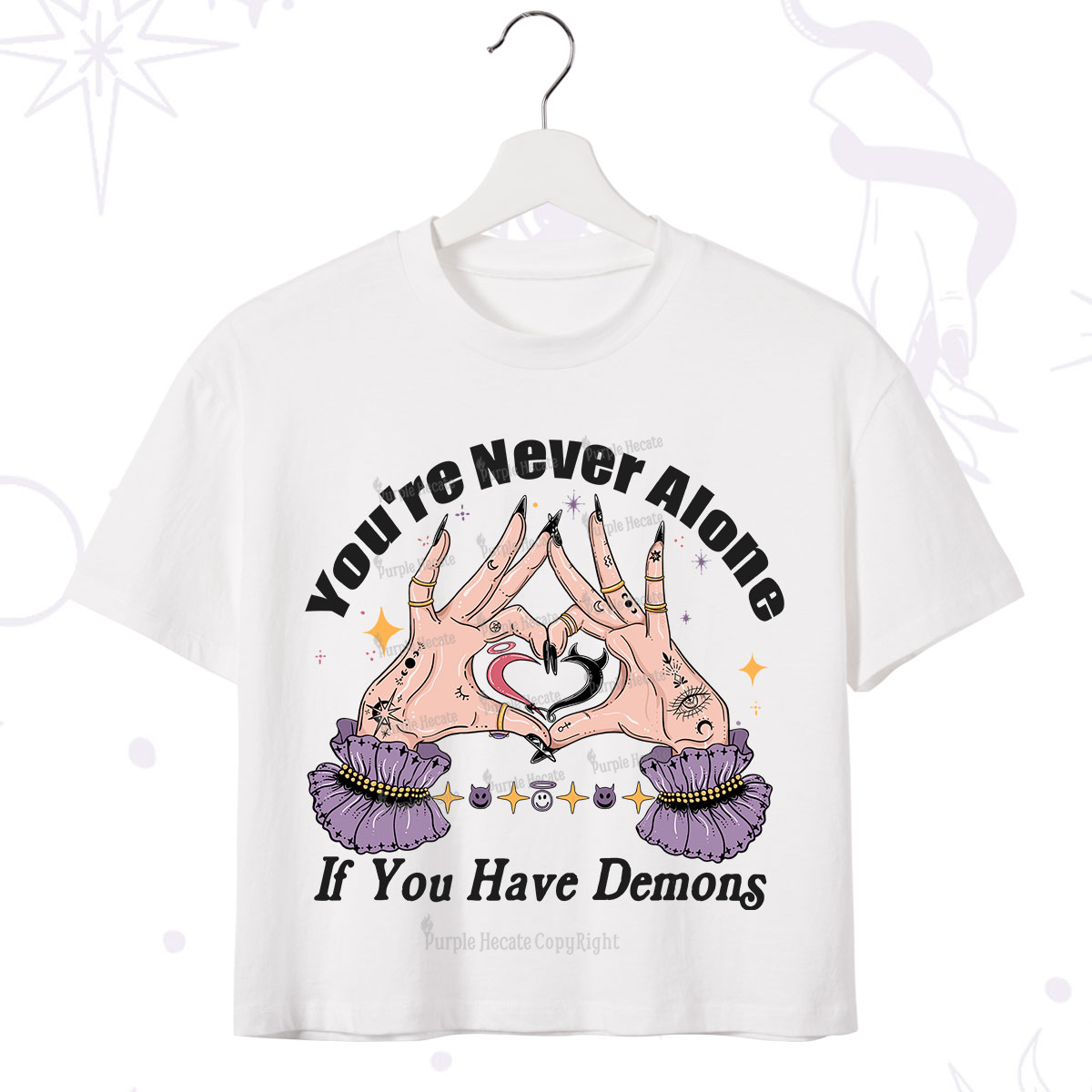 Purplehecate You're Never Alone If You Have Demons Crop T-Shirt