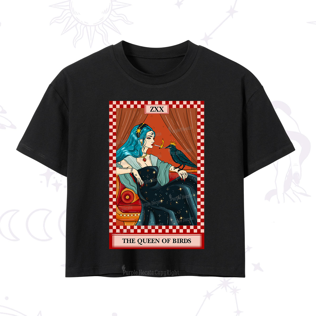 Purplehecate The Queen Of Birds Tarot  Crop T-Shirt