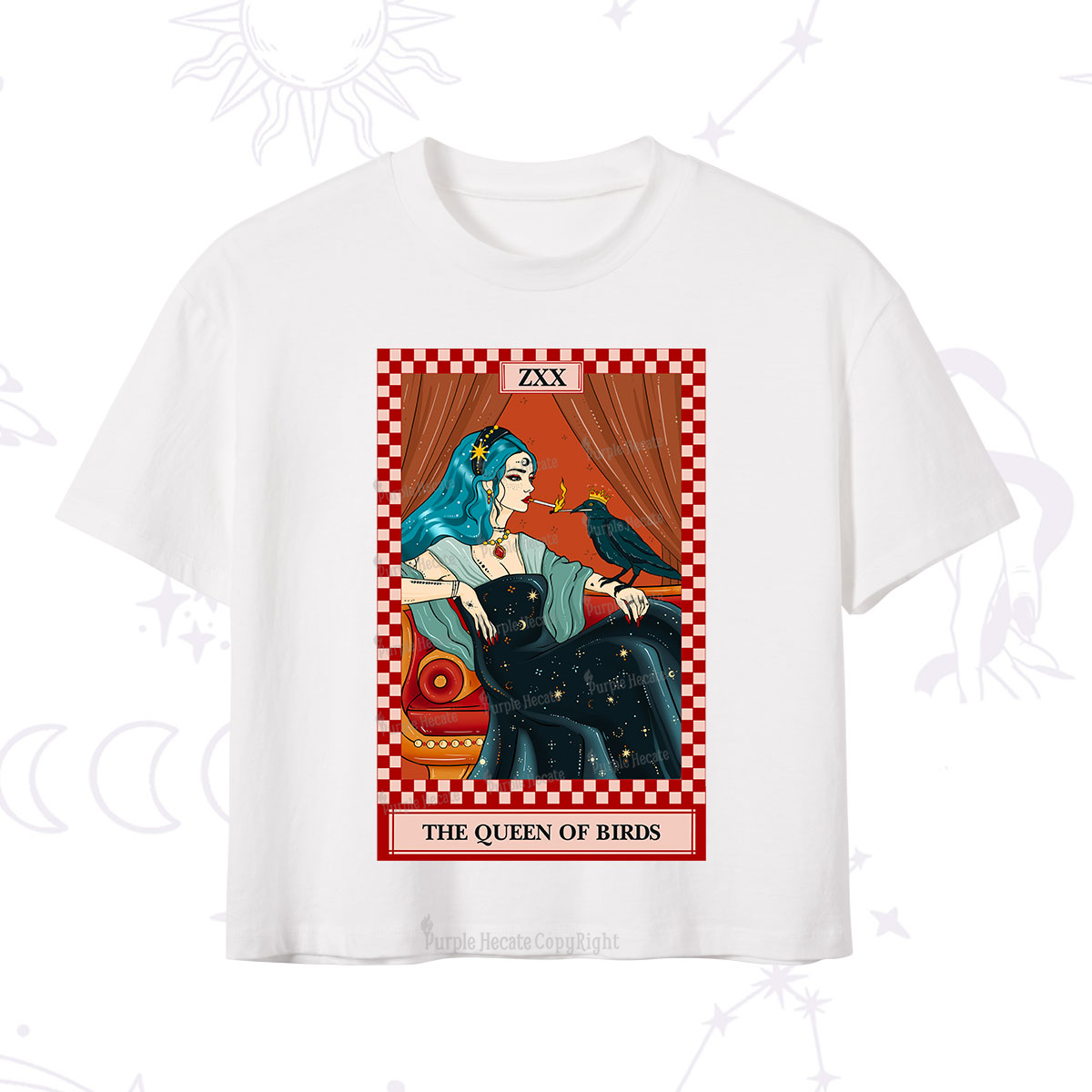 Purplehecate The Queen Of Birds Tarot  Crop T-Shirt