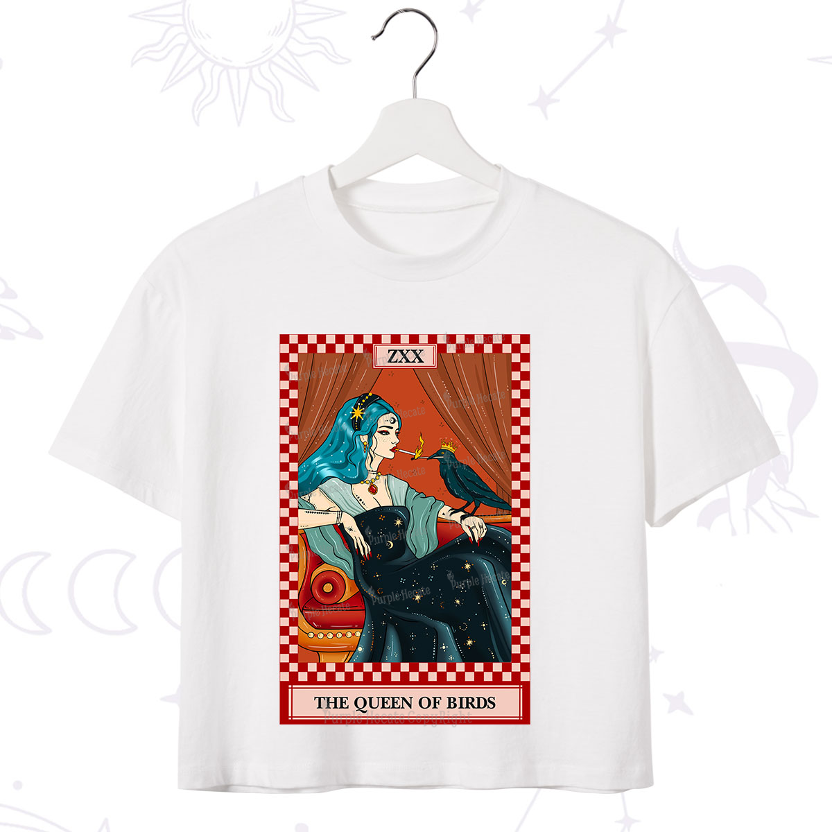 Purplehecate The Queen Of Birds Tarot  Crop T-Shirt