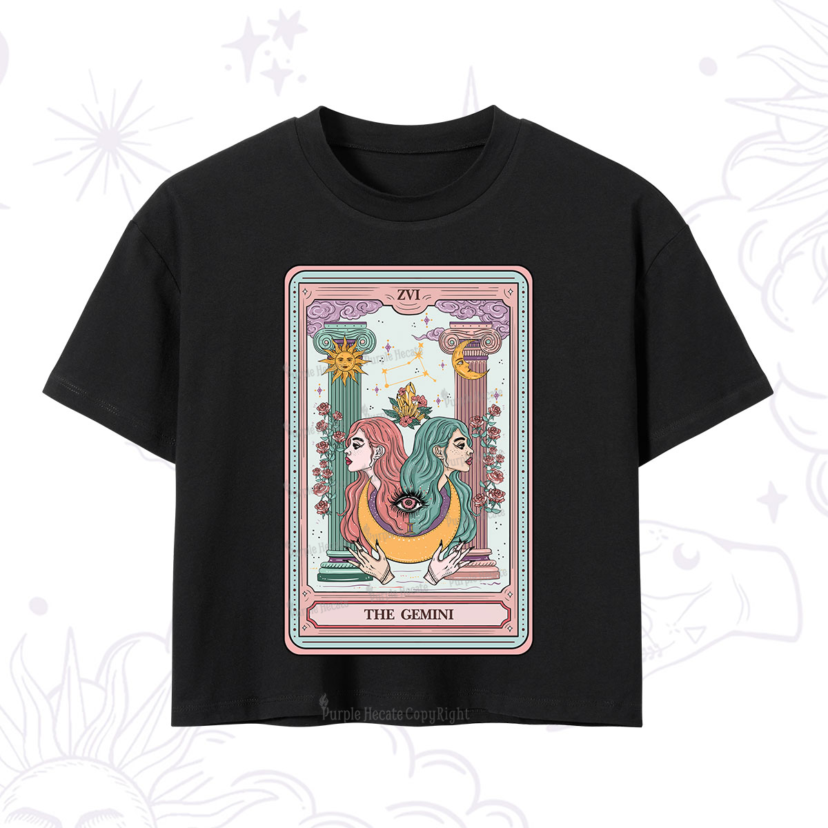 Purplehecate The Gemini Goddess Tarot Crop T-Shirt