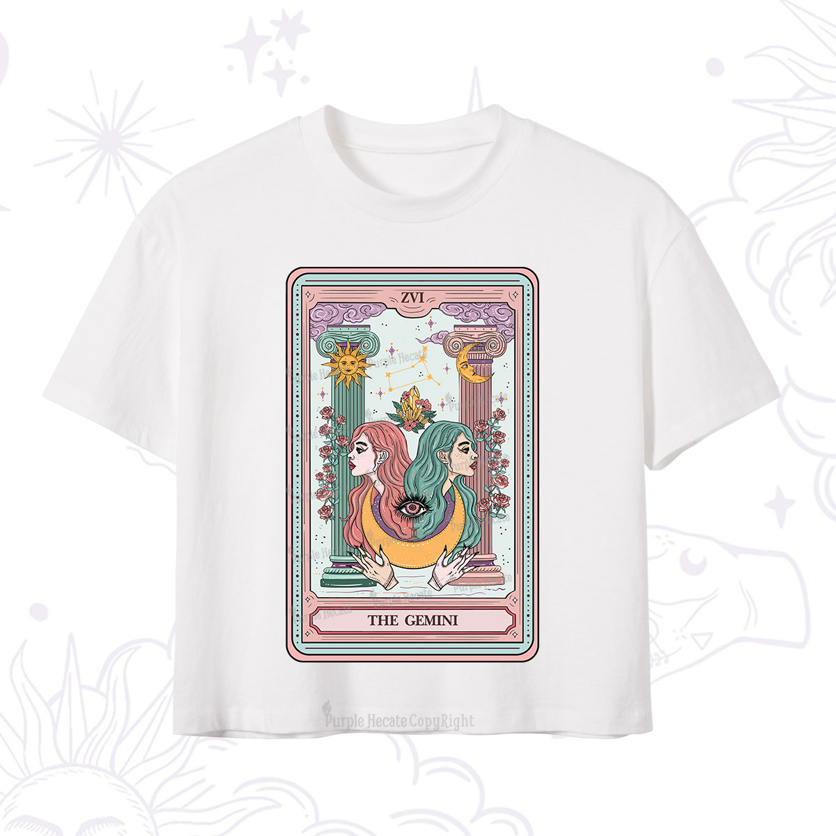 Purplehecate The Gemini Goddess Tarot Crop T-Shirt