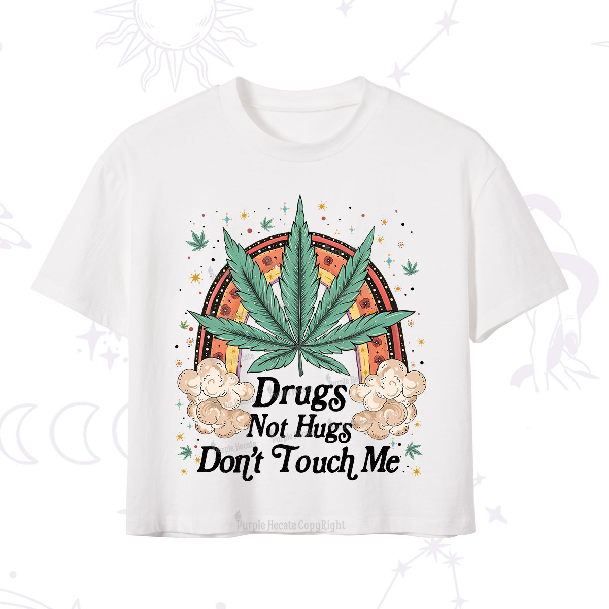 Purplehecate Drugs Not Hugs Crop T-Shirt