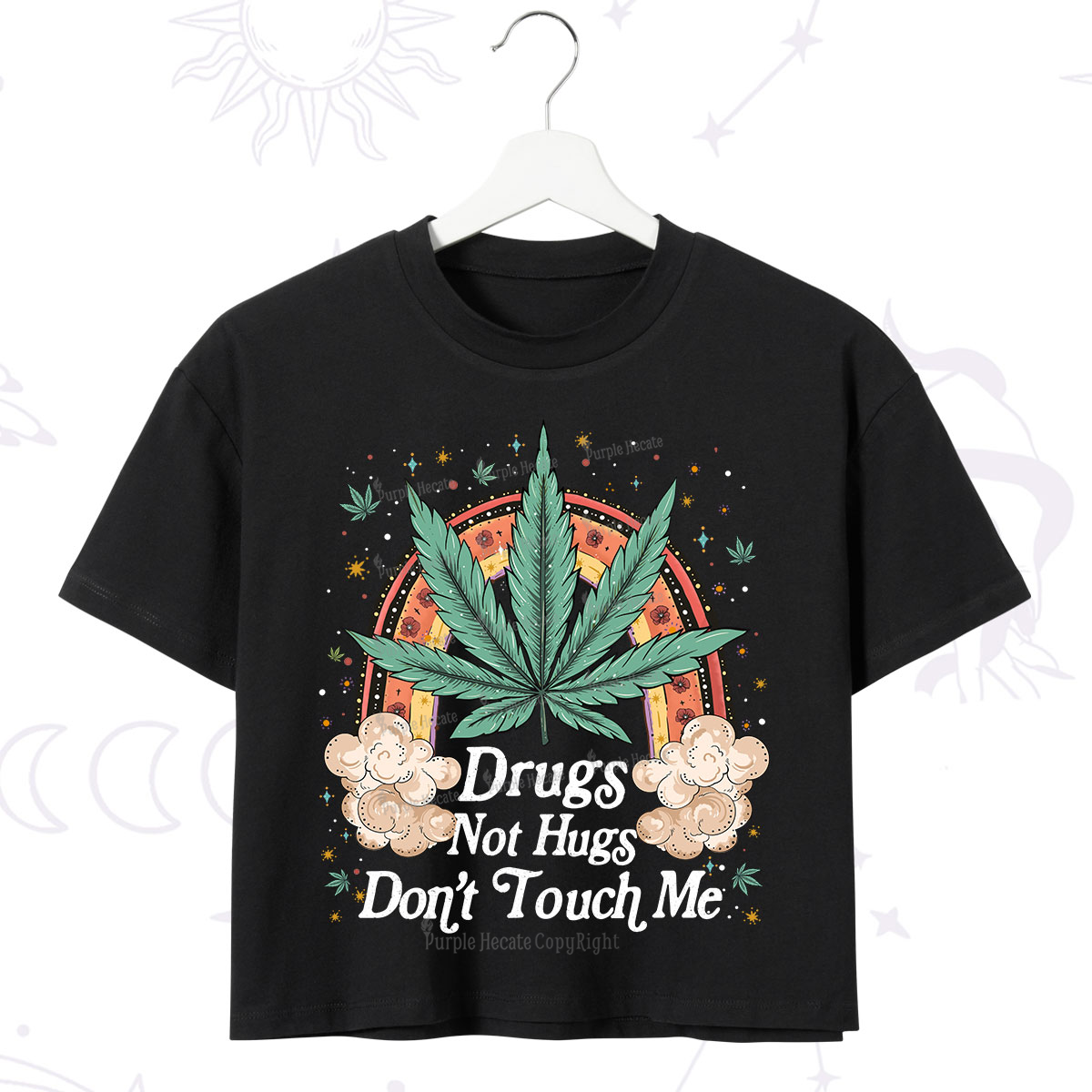 Purplehecate Drugs Not Hugs Crop T-Shirt