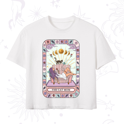 Purplehecate The Chill Cat Mom Crop T-Shirt