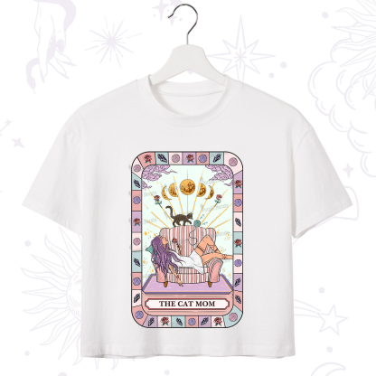 Purplehecate The Chill Cat Mom Crop T-Shirt