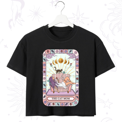 Purplehecate The Chill Cat Mom Crop T-Shirt