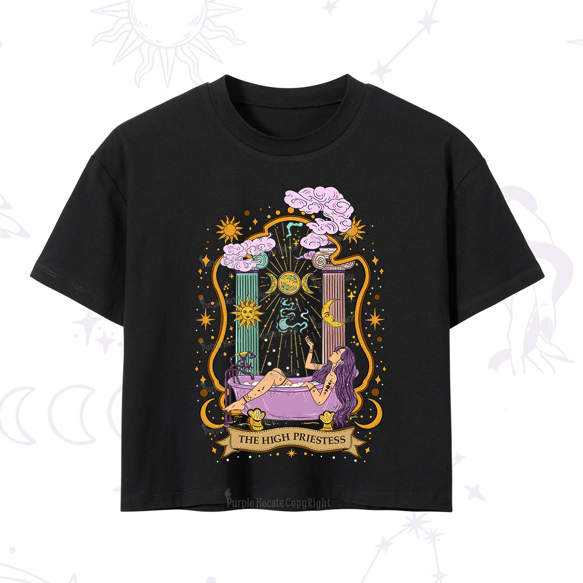 Purplehecate The High Priestess Goddess Crop T-Shirt