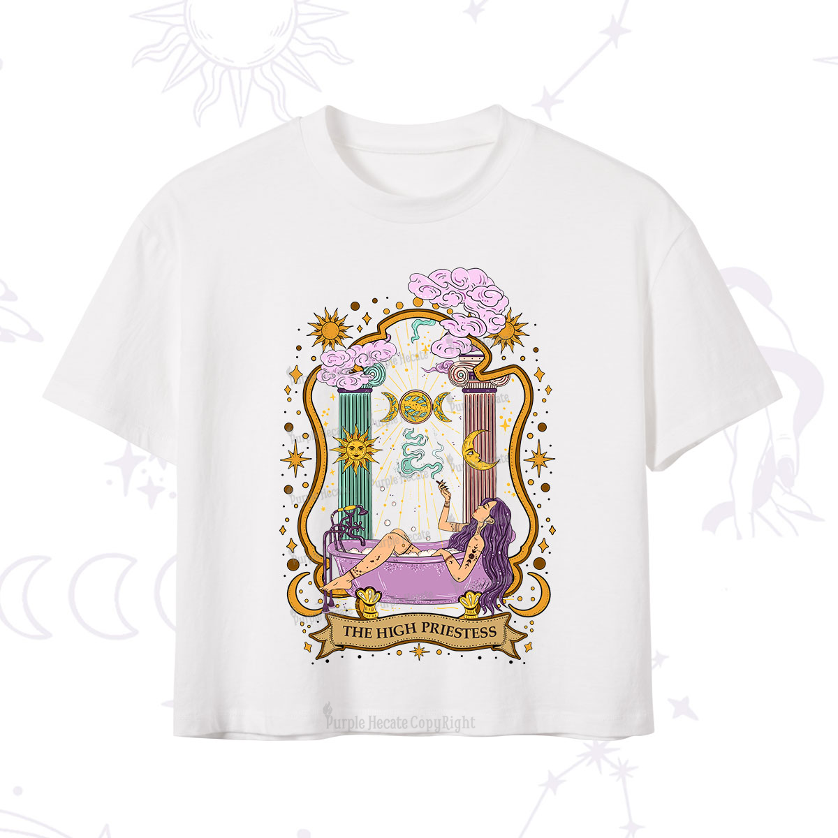 Purplehecate The High Priestess Goddess Crop T-Shirt
