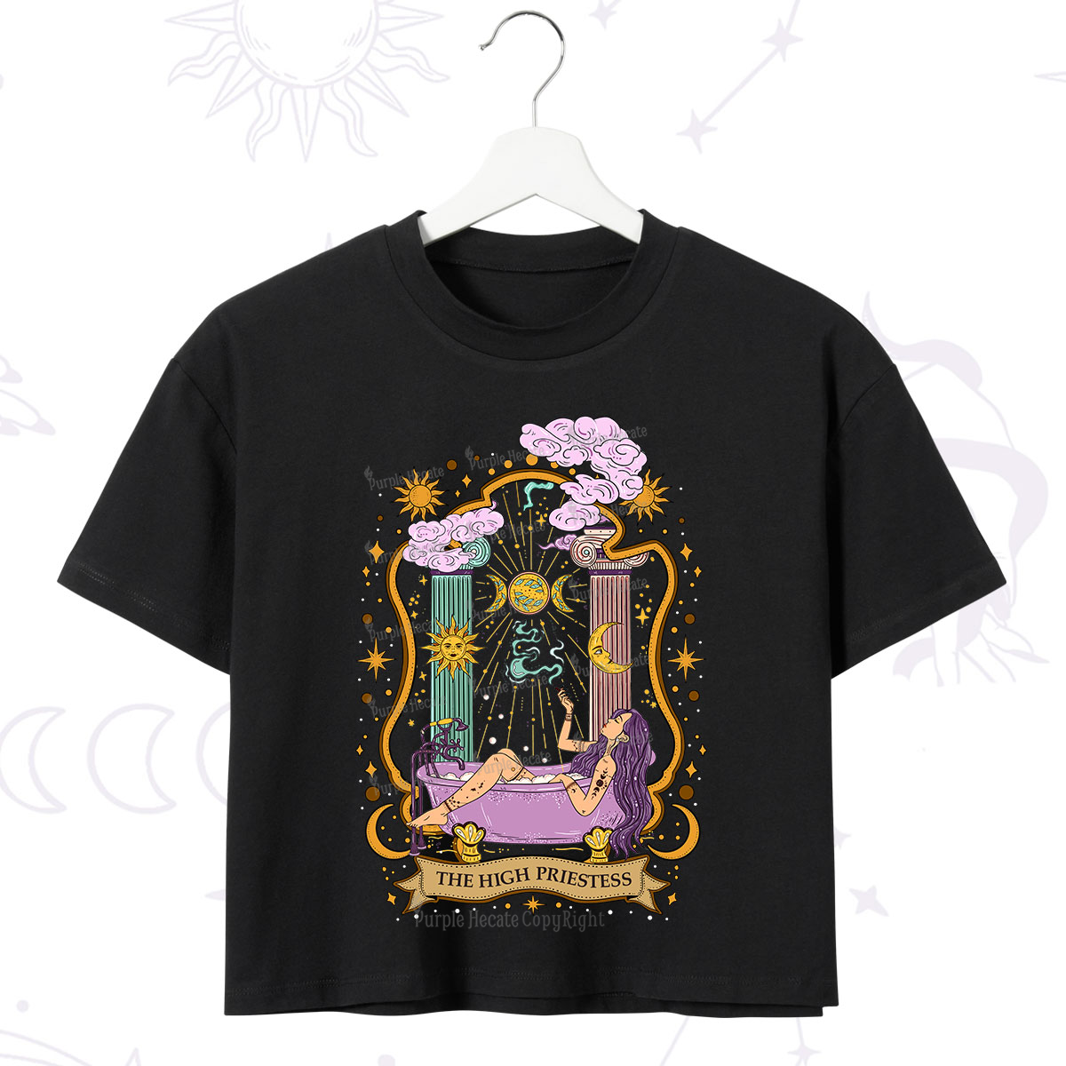 Purplehecate The High Priestess Goddess Crop T-Shirt
