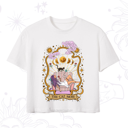 Purplehecate The Cat Mom Goddess Crop T-Shirt