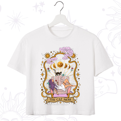 Purplehecate The Cat Mom Goddess Crop T-Shirt